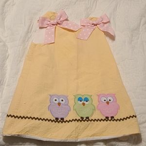 Yellow dress with owls size 4T